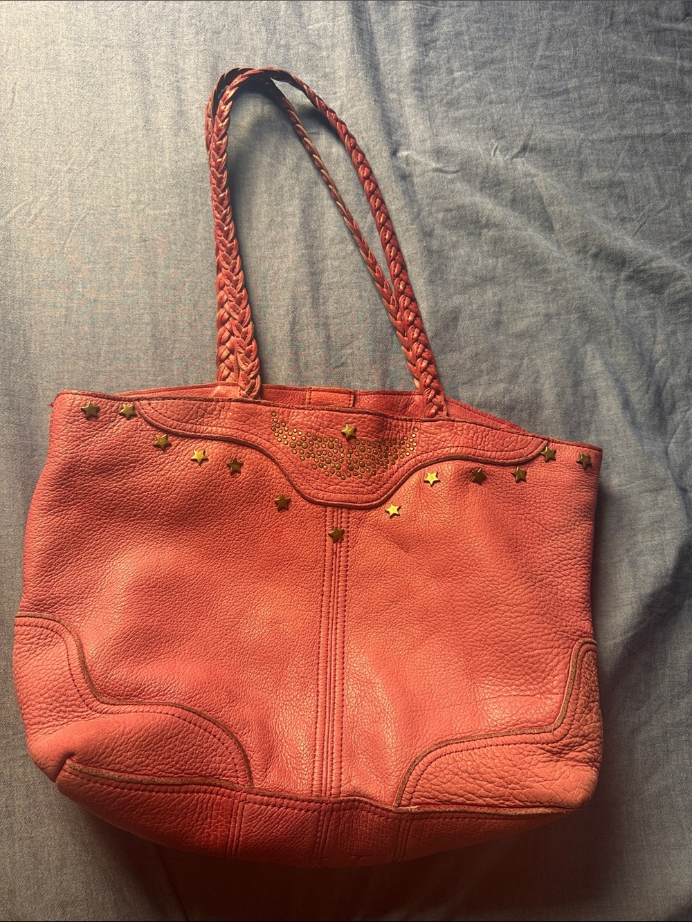 Zadig & Voltaire Women’s plum color Tote Bag with Star Stud Accents